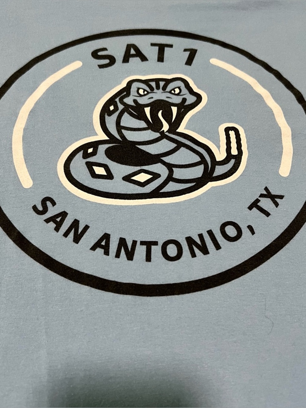 Amazon Fulfillment Center Sat1 Rattlesnake Size XL Baby Blue Employee T-Shirt